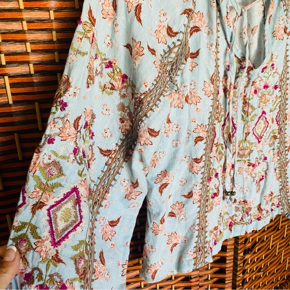 Anthropologie Sundance “Gisselle Bloom” Floral Print Embroidered Peasant Top - Picture 3 of 5